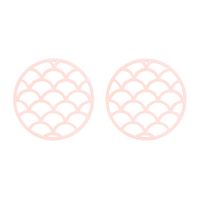 Krumble Siliconen pannenonderzetter rond met schubben patroon - Roze - Set van 2 - thumbnail