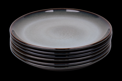Set van 6 gebaksbordjes - 16 cm - Porto - blauw met groen - normale rand - Portugees stoneware