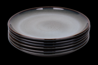 Set van 6 gebaksbordjes - 16 cm - Porto - blauw met groen - normale rand - Portugees stoneware