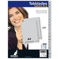 Tabbladen 23-gaats 20-delig A-Z grijs PP Kangaro