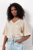 Studio Anneloes Madison Gold Linen Top 12759 T-shirt Lange Mouw 0002 Gold