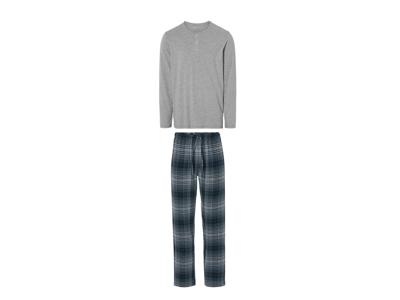 LIVERGY Heren flanellen pyjama (Grijs, S)