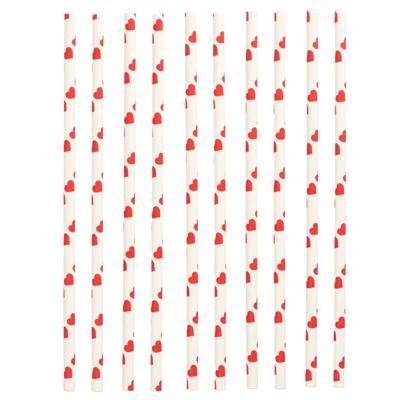 100x Duurzame papieren rietjes met hartjes - serie Pure - drinkrietjes - Valentijnsdag 100x Duurzame papieren rietjes met hartjes - serie Pure - drinkrietjes - Valentijnsdag