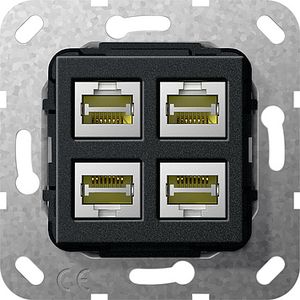 Computeraansluiting 4-voudig RJ45 CAT 6A mat zwart GIRA 569810