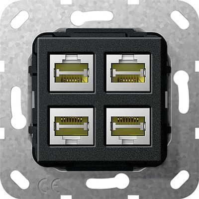 Computeraansluiting 4-voudig RJ45 CAT 6A mat zwart GIRA 569810