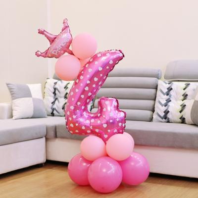 Aantal folie ballon gelukkige verjaardag decoratie (roze)