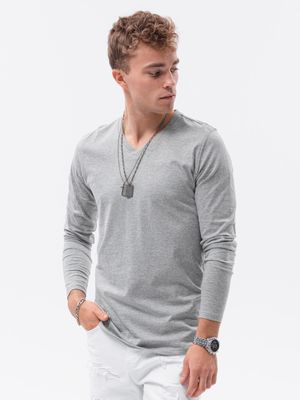Heren effen longsleeve L136 - grijs gemêleerd, maat XXL Heren effen longsleeve L136 - grijs gemêleerd, maat XXL