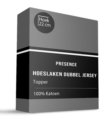 Topper Hoeslaken - Katoen Dubbel Jersey - Antraciet - 190x200cm - Antraciet - Presence - Dekbed-Discounter.nl