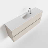 Toiletmeubel Mondiaz Ada | 120 cm | Meubelkleur Linen | Lex wastafel Talc Midden | 1 kraangat