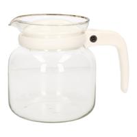 Theepot - glas - kunststof deksel - wit - 1 liter - theekan