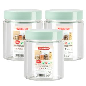 Voorraadpot/bewaarpot - 6x - 600 ml - kunststof - mint groen - B10 x H12 cm