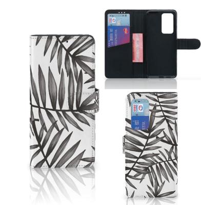 Huawei P40 Pro Hoesje Leaves Grey Huawei P40 Pro Hoesje Leaves Grey