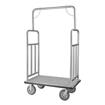 VEVOR Hotelbagagewagen, capaciteit 544 kg, hoteltrolley, piccolowagen, bagagewagen, valetwagen met grijs tapijt en 20 cm rubberen wielen, ideaal voor hotels, appartementencomplexen, resorts, zilver