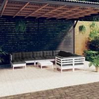11-delige Loungeset met kussens grenenhout wit