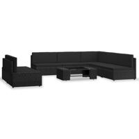 7-delige Loungeset poly rattan zwart