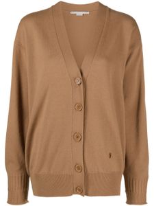 Stella McCartney cardigan en laine vierge à logo appliqué - Marron