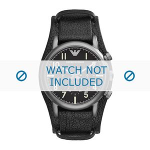 Horlogeband Armani AR1830 Leder Zwart 20mm