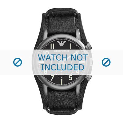 Horlogeband Armani AR1830 Leder Zwart 20mm