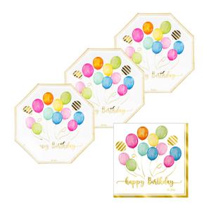 Verjaardag/Feest bordjes/servies set - 16-personen - ballonnen thema - happy birthday - papier