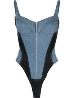 Mugler body en jean à haut bustier - Bleu - thumbnail