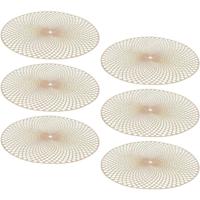 Decoris Placemat - 6x - goud - D38 cm - rond - polyurethaan leer - onderlegger