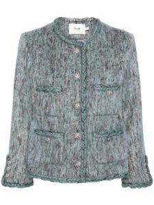 b+ab veste en tweed à ornements en cristal - Bleu