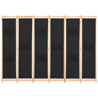 The Living Store Kamerverdeler Freestanding - Panelen- 6 - Afmetingen- 240 x 170 x 4 cm - Zwart