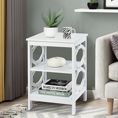 Nachtkastje 3 Niveaus Bijzettafel Nachtkast Salontafel voor Slaapkamer Woonkamer 40 x 40 x 61 cm ( Wit/Zwart/Bruin/Grijs OO-Vormig)