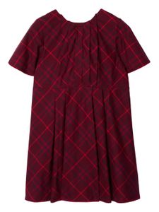 Burberry Kids robe plissée en coton à carreaux - Rouge