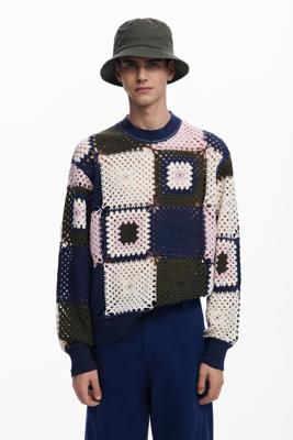 Gehaakte patch-sweatshirt - BLUE - S