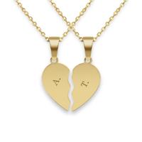 Gebroken hart ketting graveren - Goud