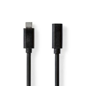 USB-Kabel | USB 3.2 Gen 1 | USB-C Male | USB-C Female | 60 W | 4K@60Hz | 5 Gbps | Vernikkeld | 2.00 m | Rond | PVC | Zwart