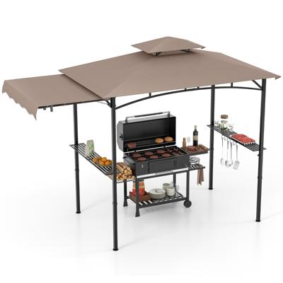 Grillpaviljoen met Zijmarkies Dubbeldak 2 Zijplanken & Haken Tuinpaviljoen BBQ Paviljoen Bruin