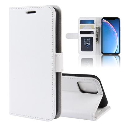 R64 textuur één fold horizontale Flip lederen case voor iPhone 11 met houder & kaartsleuven & portemonnee (wit)