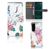 Sony Xperia 5III Telefoonhoesje met Pasjes Bird Flowers - thumbnail