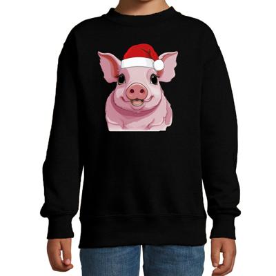 Kersttrui / sweater boerderijdieren - kinderen - Varken - zwart - kerstmuts - Kerstmis Kersttrui / sweater boerderijdieren - kinderen - Varken - zwart - kerstmuts - Kerstmis