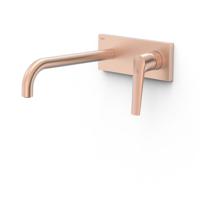 Wastafelkraan Inbouw Tres Fuji 24 cm Met Bedieningsplaat Mat Rose Gold Tres