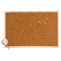 Prikbord van kurk - 60 x 45 cm - inclusief 25x houten bol punaises - memobord - thuis - kantoor Prikbord van kurk - 60 x 45 cm - inclusief 25x houten bol punaises - memobord - thuis - kantoor