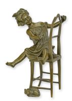 A BRONZE SCULPTURE CALLED HAPPY CAT A BRONZE SCULPTURE CALLED HAPPY CAT