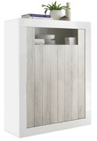 Opbergkast Urbino 144 cm hoog in hoogglans wit met grenen wit - thumbnail