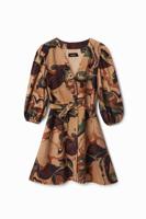 Korte blousejurk met camouflage - BROWN - M