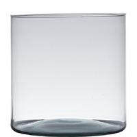 Hakbijl Glass Bloemenvaas - transparant - cylinder vorm - 19 x 19 cm - gerecycled glas