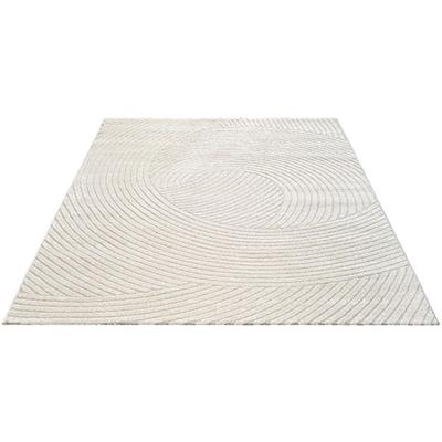 Vloerkleed Elio Japandi - Modern Design met Ronde Lijnen in Crème-120 x 170 cm