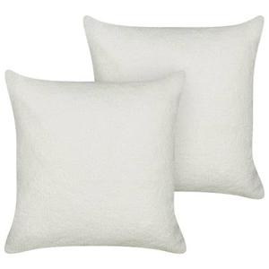 Beliani - LEUZEA - Sierkussen set van 2 - Wit - 45 x 45 cm - Bouclé