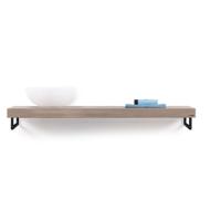 Looox Wooden Base Shelf solo 140 cm, eiken old grey, handdoekhouders mat zwart - thumbnail