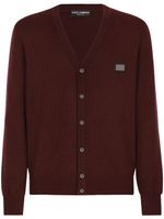 Dolce & Gabbana cardigan col v à plaque logo - Rouge - thumbnail