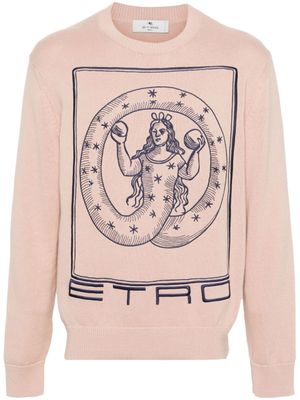 ETRO t-shirt en coton à broderies - Rose