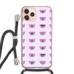 Smiley watermeloenprint: iPhone 11 Pro Max Transparant Hoesje met koord