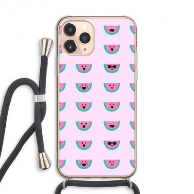 Smiley watermeloenprint: iPhone 11 Pro Max Transparant Hoesje met koord