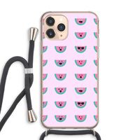 Smiley watermeloenprint: iPhone 11 Pro Max Transparant Hoesje met koord